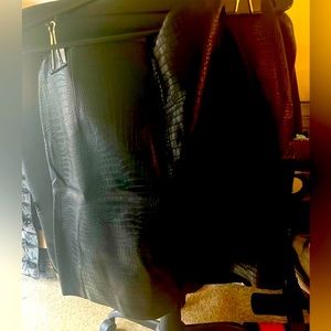 Black faux leather snake skin skirt